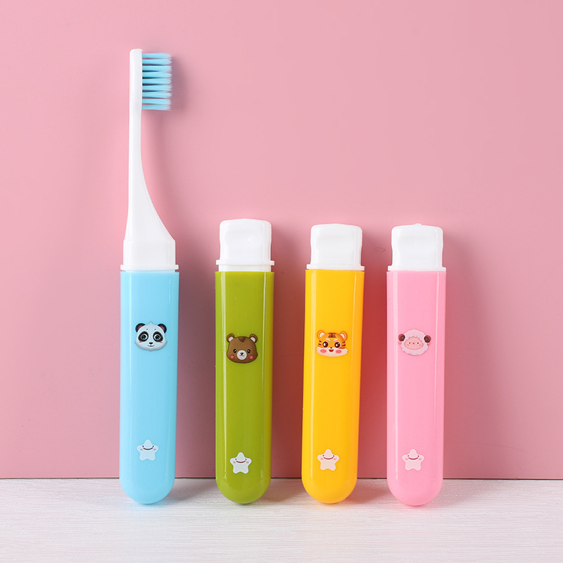 Portable Foldable Toothbrush for Children Aged 3-12, Soft Bristles, Travel-Friendly, Foldable, Portable, Mini Travel Toothbrush