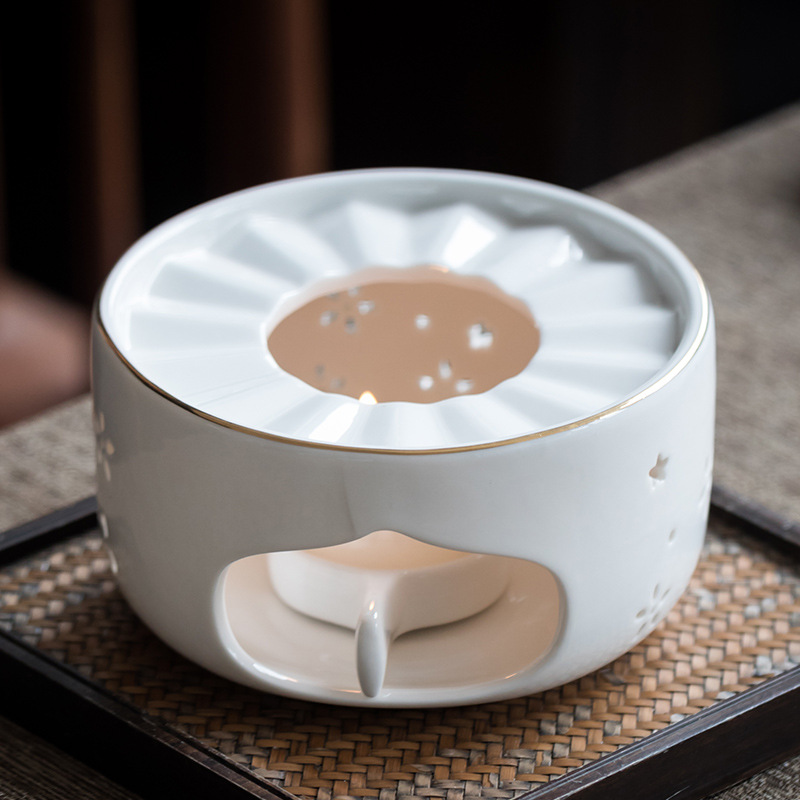 Large Cherry Blossom Tea Stove Candle Holder Tea Stove Flower Teapot Heating Insulation Stove Teapot Herbal Tea Ceramic Teapot