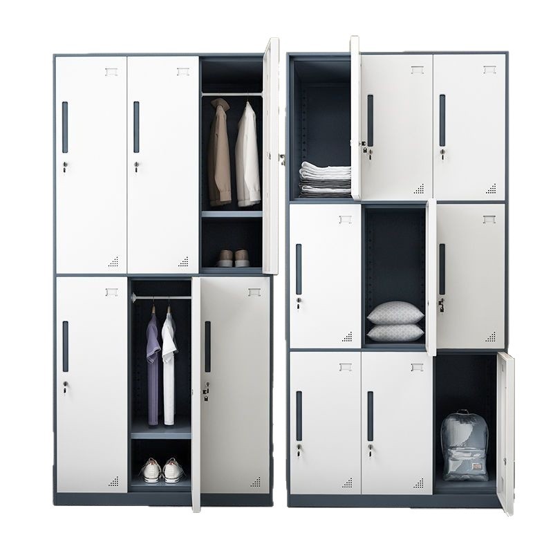 Steel Employee Locker Dormitory Iron Storage Cabinet with Lock Bathroom Gym Bag Storage Cabinet Office Wardrobe