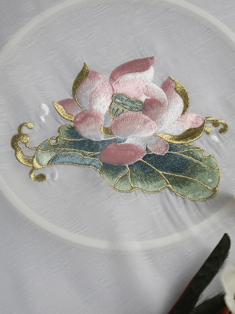 Summer Lotus B Style Lotus Leaf Lotus Petal Fine Embroidery Gold Thread Gold Edge Cut Piece Embroidery Piece Accessories Other Chemical Fiber