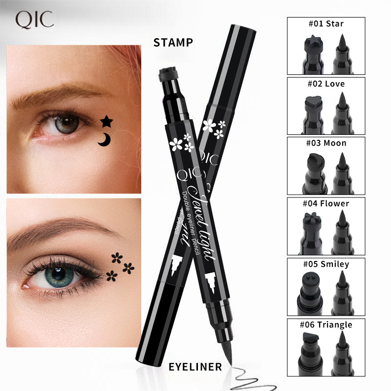 Qic Cross-Border Makeup Double-Ended Eyeliner Seal Embellished Waterproof and Sweat-Proof Non-Smudgeable Liquid Eyeliner Pen Wholesale
