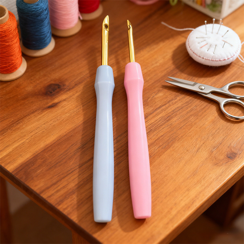 Цветная пластиковая ручка, регулируемая игла для вышивания, домашний инструмент для ручной работы, игла для шерстяной вышивки