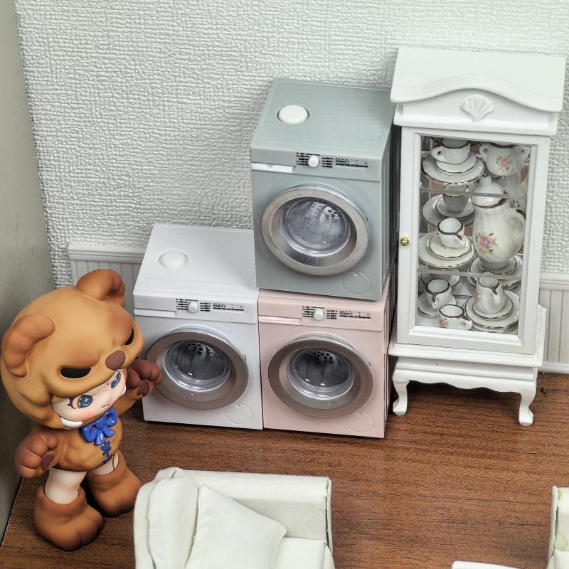 Trendy 12-Point Pretend Play Mini Washable Washing Machine Miniature Model Movable Toy Scene Ob11 Doll Gift