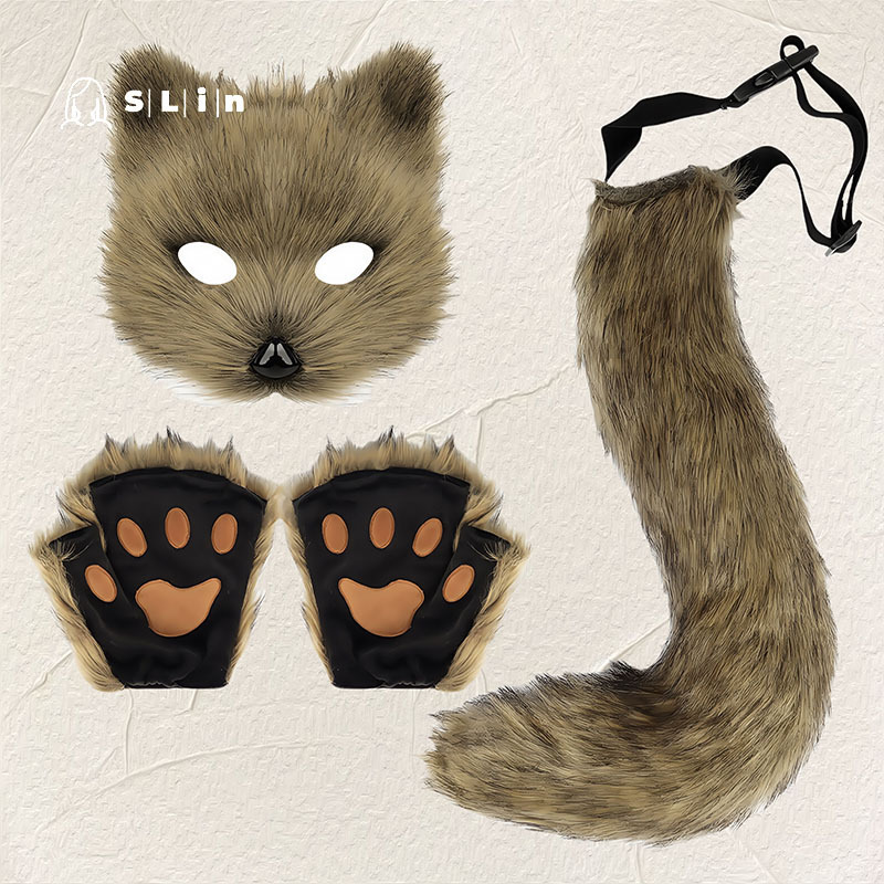 Halloween Sex Cos Accessories suit Women's Plush Fox Mask Fun Animal Tail Simulation Fox Tail suit