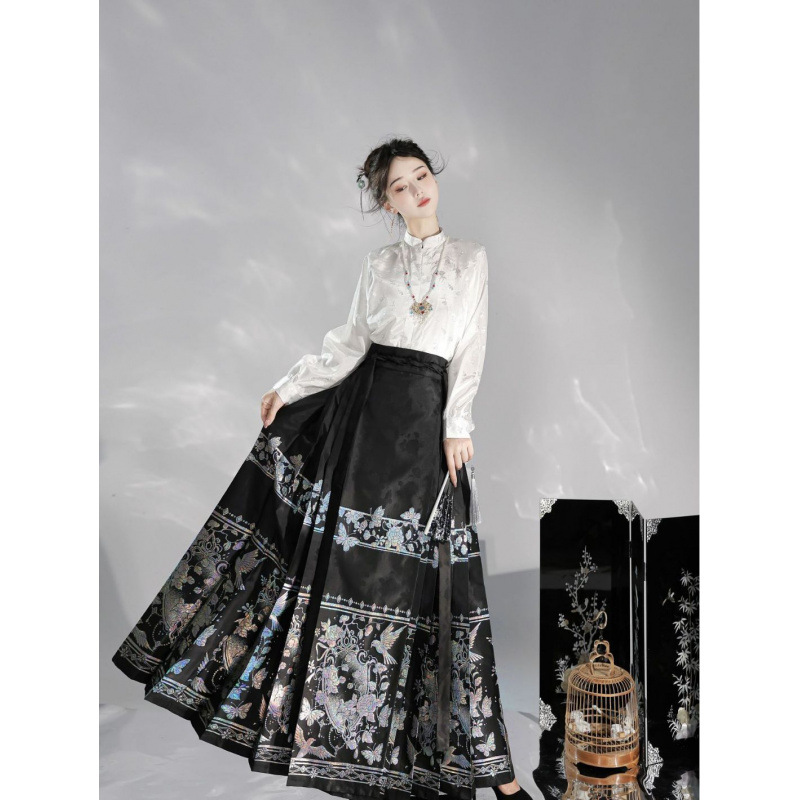 Юбка Ма Мянь с вышивкой из brocade, элегантная и стройнящая, новый китайский стиль для повседневных женщин