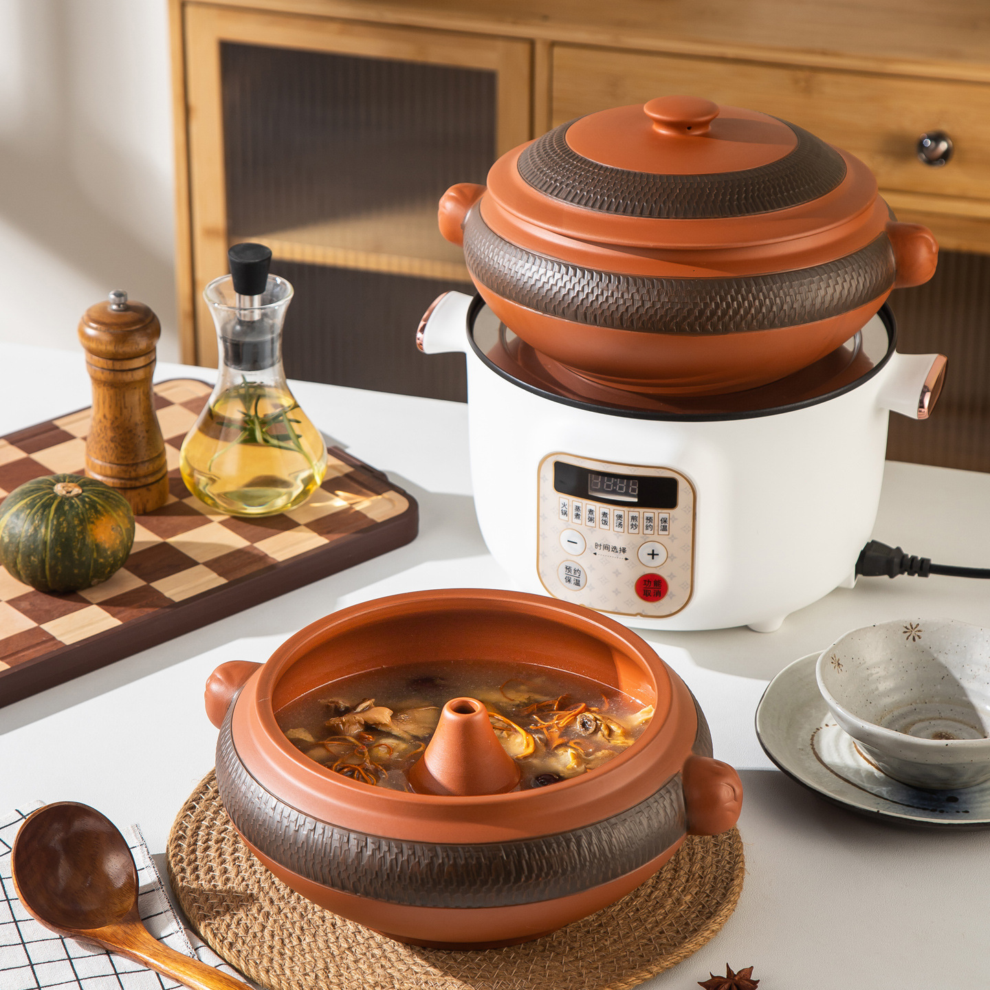 Yunnan Steam Pot Chicken Steam Pot Purple Clay Household Non-Purple Clay Steam Pot Commercial盗汗 Steam Pot Set