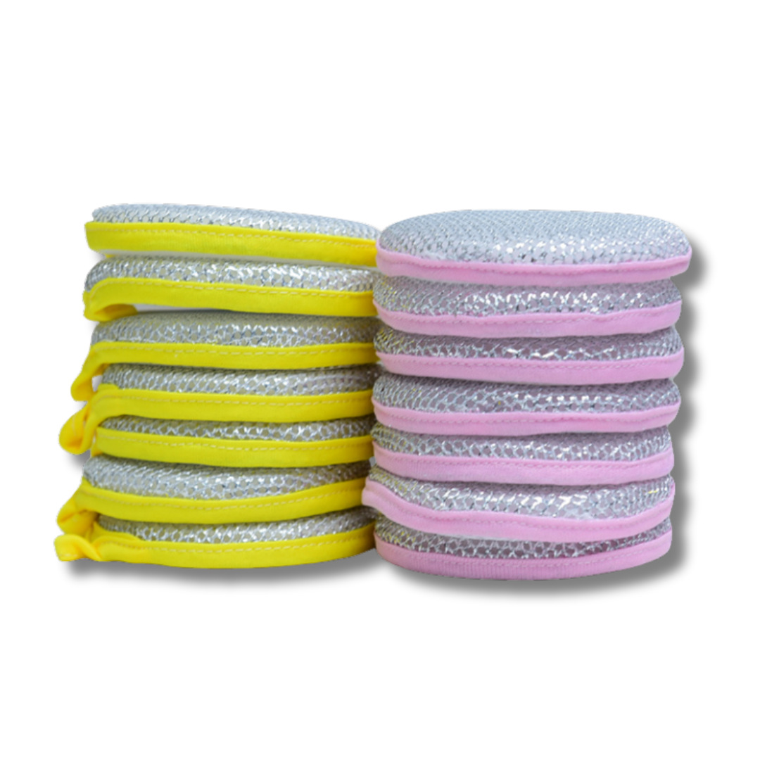 Silver Dishwashing Sponge for Kitchen, Non-Greasy, for Scrubbing Pots, Household Dishcloth, Double-Sided Ingot-Shaped Sponge Block, Magic Oil Remover