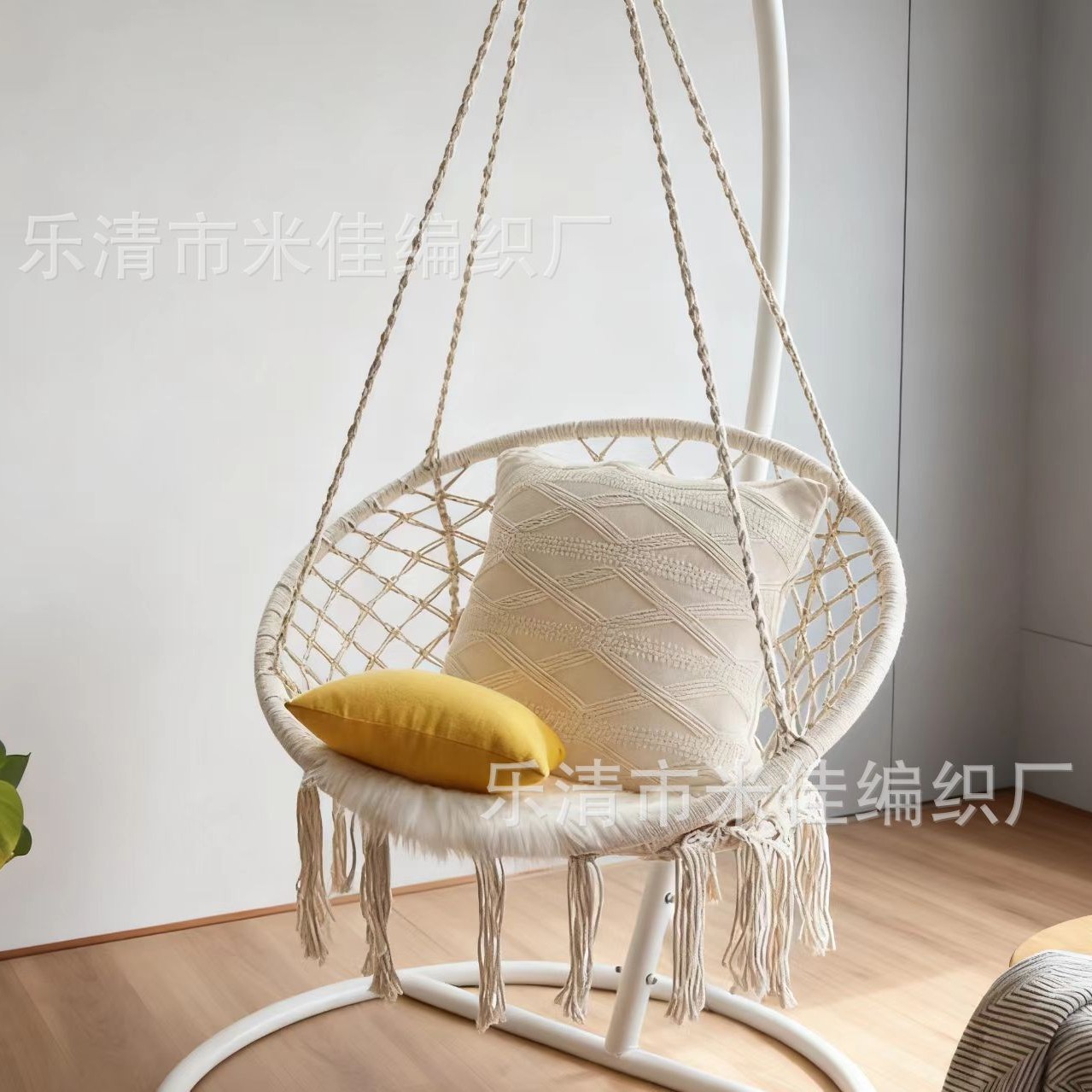 Foreign trade cross-border special for B & B hanging chair hammock tassel cotton rope woven hanging basket swing factory direct one-piece delivery