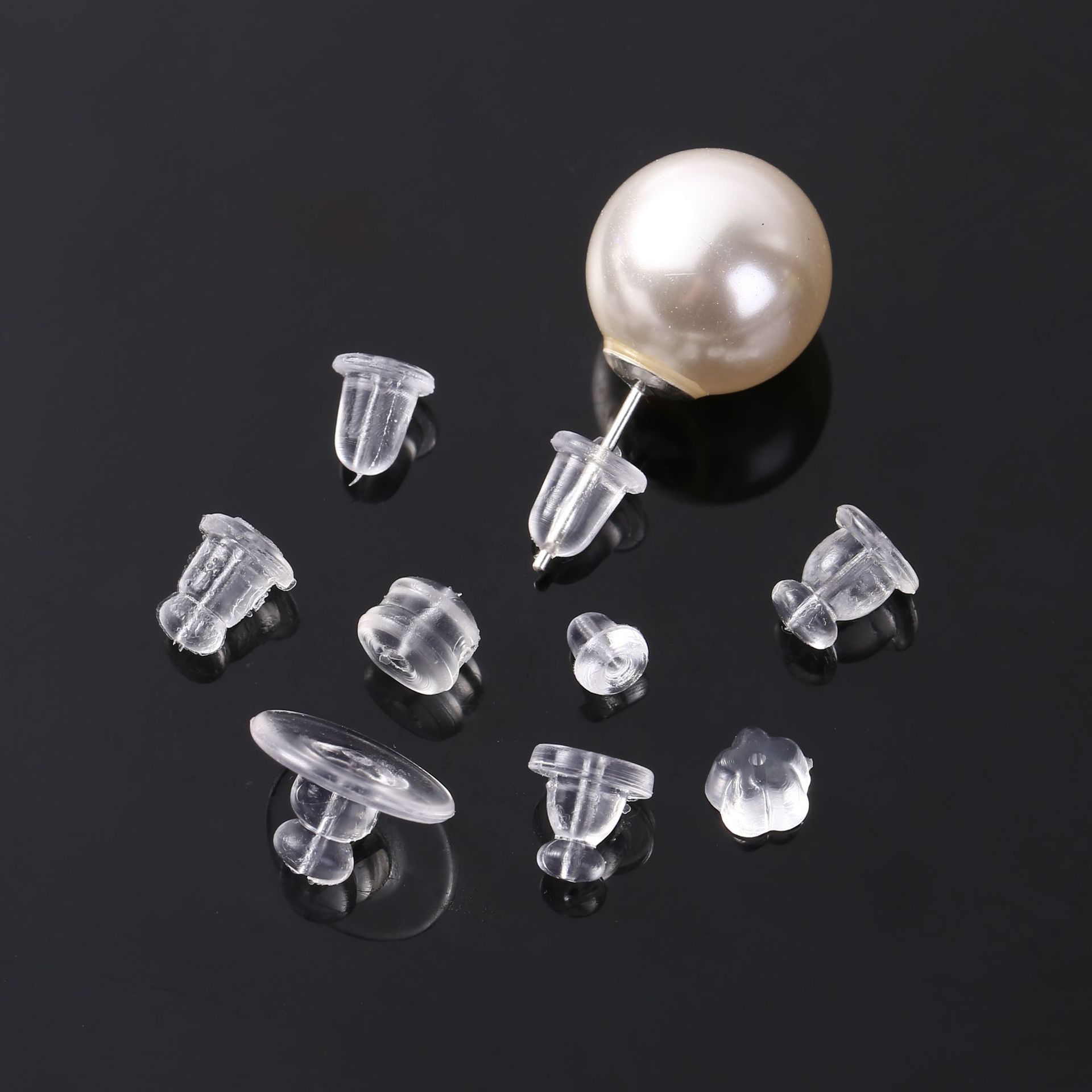 Silicone Bullet Ear Plug Ear Stud Transparent Plastic Pad Handmade DIY Earrings Accessories Ear Plug Ear Plug Ear Cap