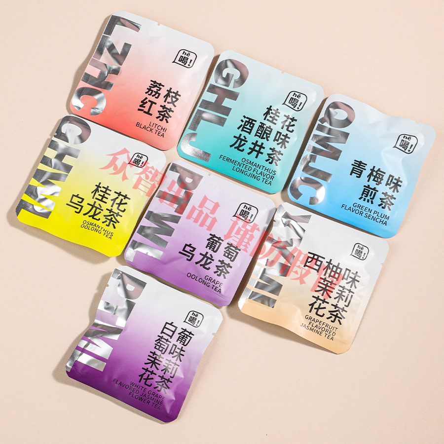One week good tea fruit tea jasmine tea independent tea bag pair touch each bag has information triangle health tea bag