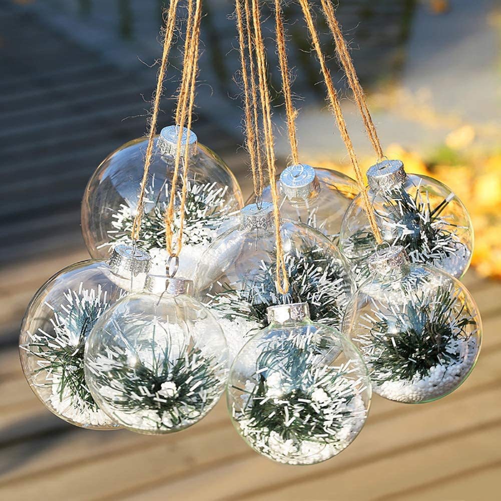 Cross-border Explosions Christmas Tree Holiday Hanging Decorations Aluminum Cover PET Christmas Ball High Permeation 6/8/10 Transparent Christmas