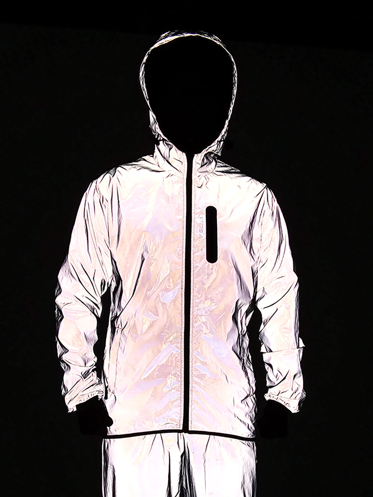 Wosawe Men's and Women's Mountaineering Windproof and Rainproof Jacket Cycling Full Reflective Hooded Jacket Night Running Windbreaker Jacket