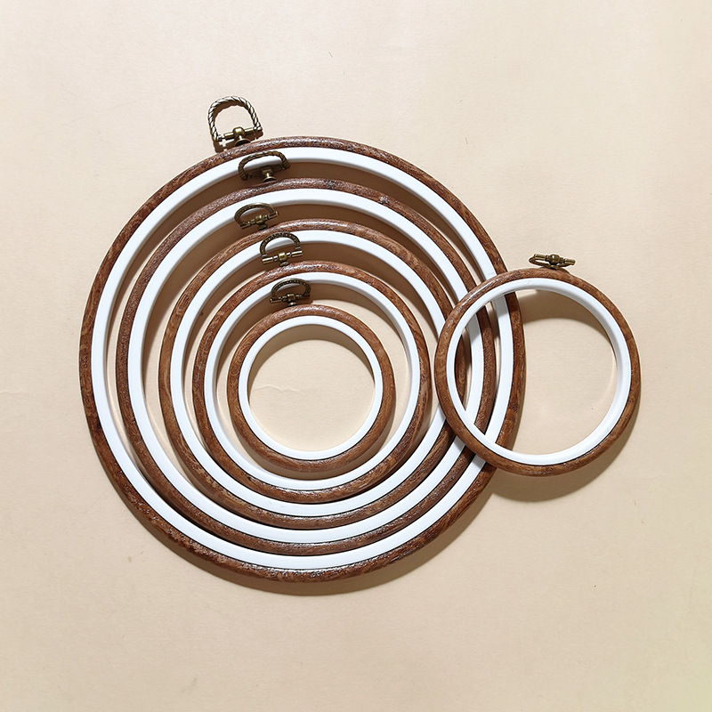 Cross-Border Hot-Selling Antique Embroidery Hoop DIY Hand Embroidery Tools Imitation Wood Grain Embroidery Hoop Decorative Vintage Round Oval