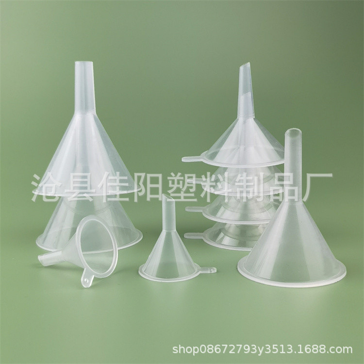 Factory supply plastic pp funnel packing perfume essential oil funnel liquid packing small leakage flat mouth long tube funnel bucket