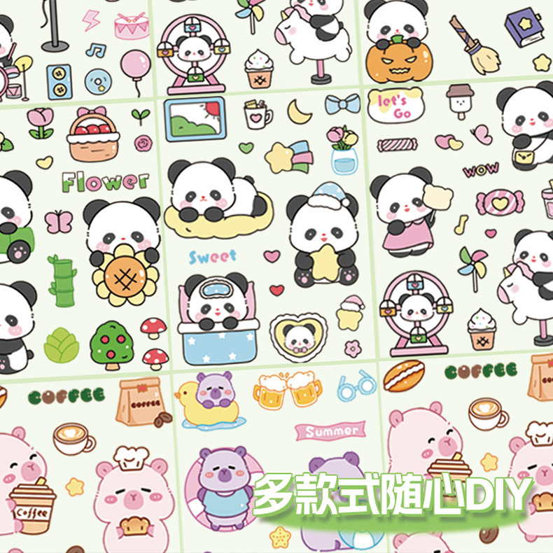 Наклейки Панда милый мультяшный узор декоративные милые медвежата для мобильного телефона и ноутбука водонепроницаемые DIY ручная работа большие наклейки