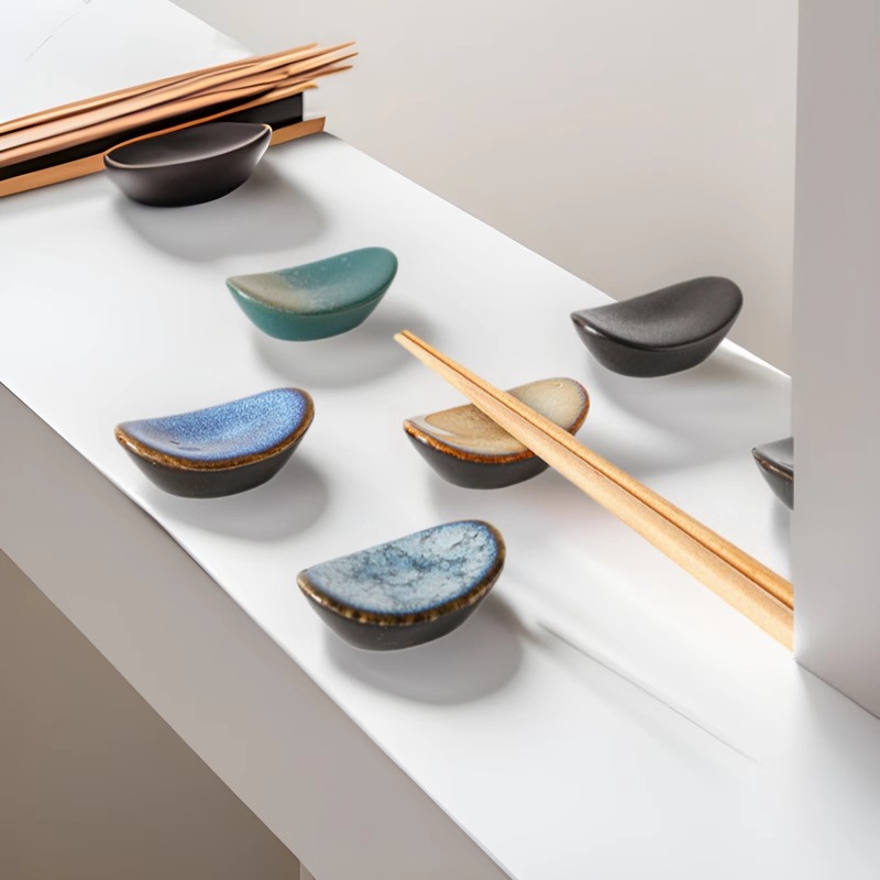 Japanese-style ceramic kiln chopsticks holder retro home high-value silver ingot chopsticks holder hotel restaurant chopsticks holder tableware wholesale