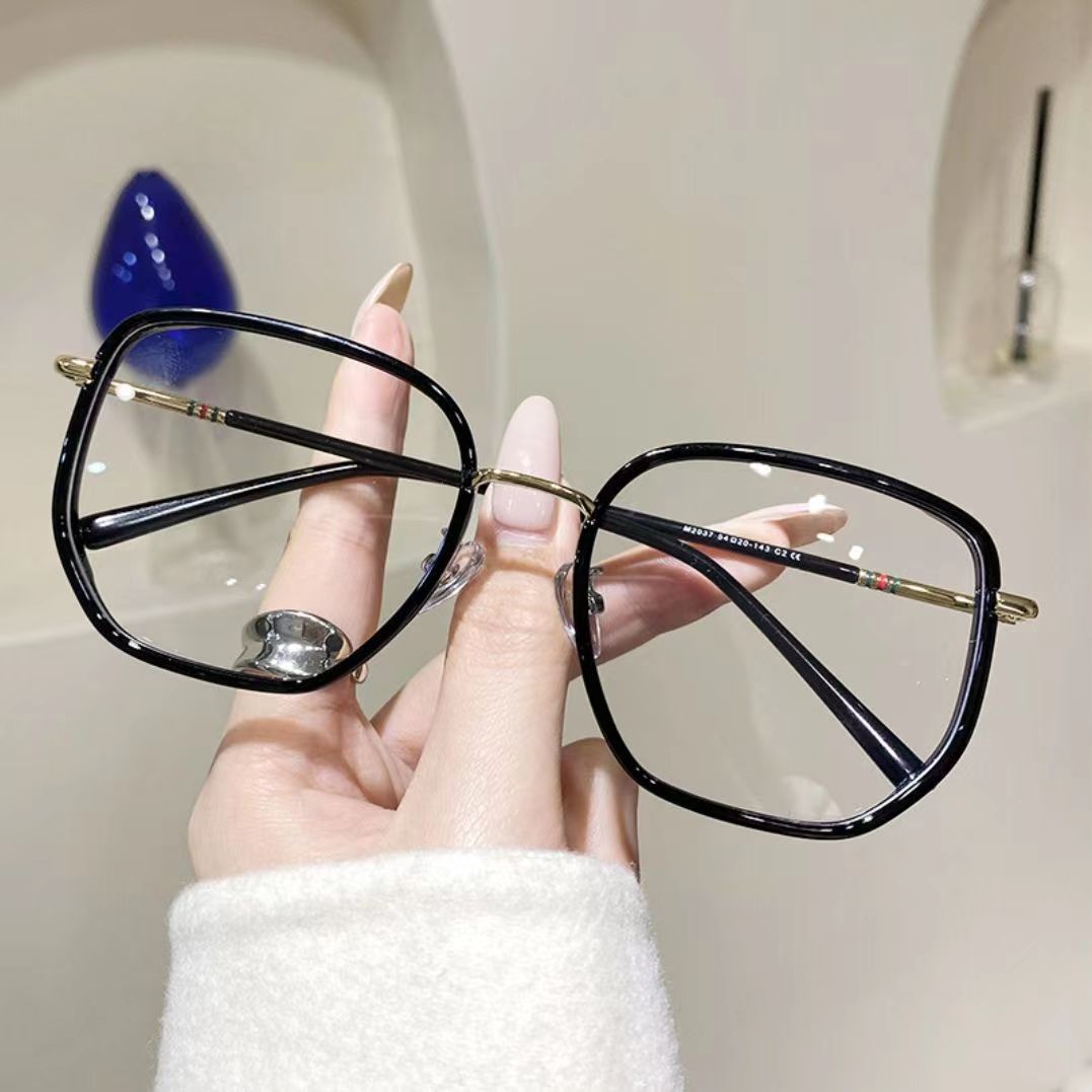 Red Riding Book Explosions Anti-blue Light Glasses Women's Trendy Myopia Can be Equipping with Large Face Ultra Light Plain Face Flat Light Eye Frame