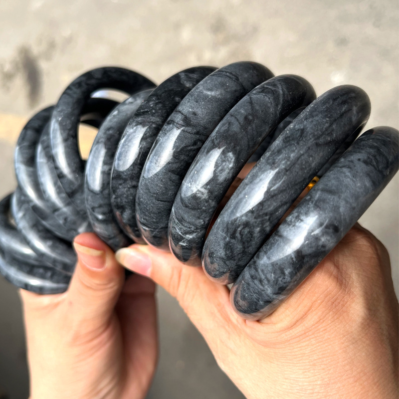 Браслет из черного, синего и белого нефрита, оптовая продажа, черное куриное нефритовое кольцо, подарок для пожилых, удача
