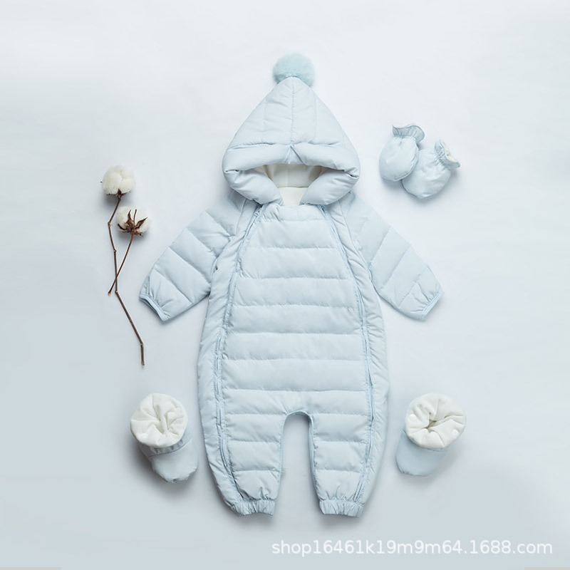 Детский пуховый комбинезон для мальчиков и девочек, зимняя одежда, утолщенная одежда для активного отдыха, для детей 0-1-2 года