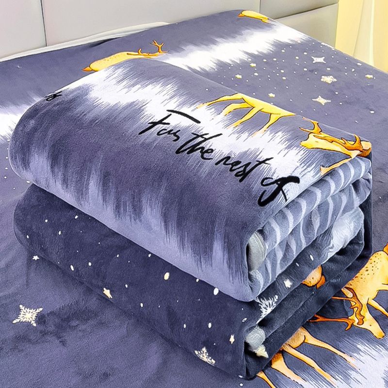 Four Seasons Flannel Winter Warm Bed Plush Sheets Coral Velvet Single and Double Summer Air Conditioning Nap Blanket