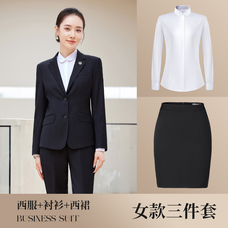 Tencel Wool Suit Men's Business Manager Slim Work Women's Suit Jacket Formal Navy Blue