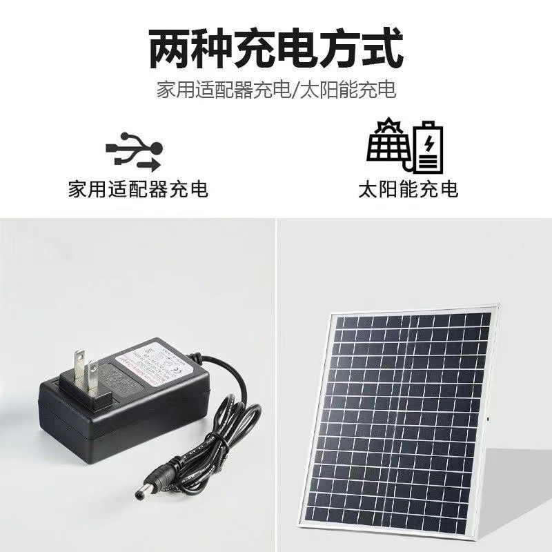 Solar Rechargeable 16inch Floor Fan for Home Use Solar Fan Dc8-12V Power Outage Outdoor Emergency Led