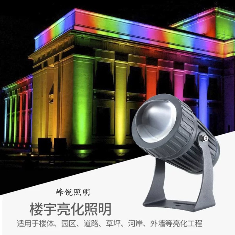 10W Single Beam Outdoor Spotlight, Remote Strong Light Waterproof Wall Washer Light, Roman Column Exterior Wall Projection Light