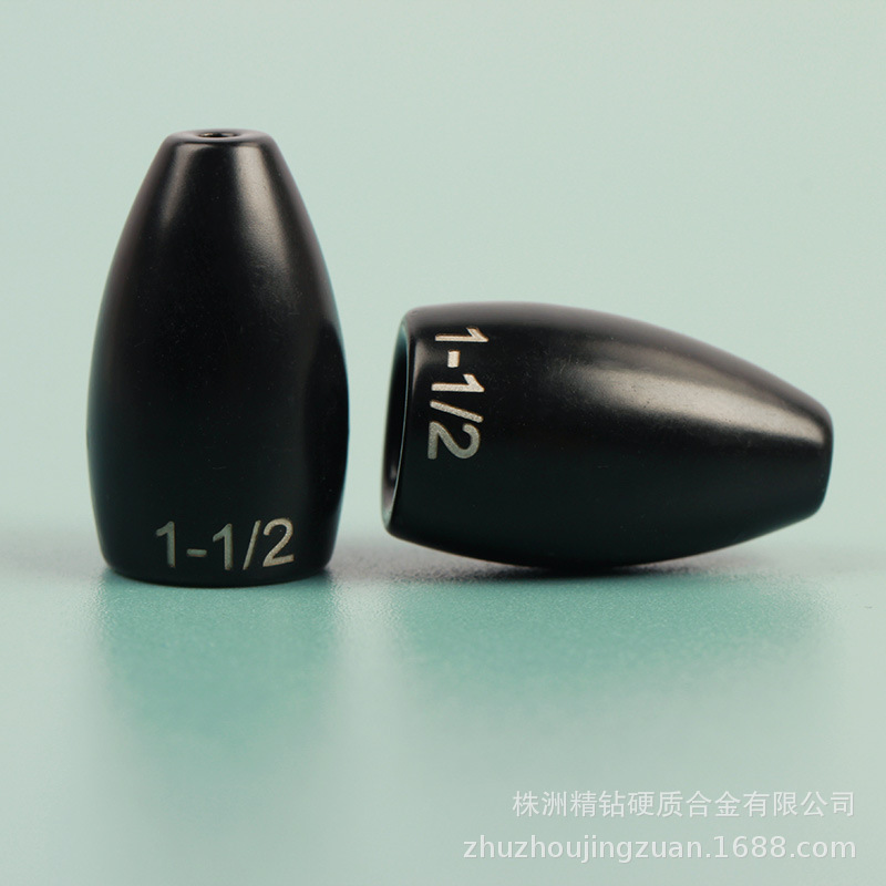 Matte Black Lure Accessories, Waist Drum Bullet Pendant, Texas Fishing Group Tungsten Steel Olive-Shaped Bullet Pendant, Multiple Sizes