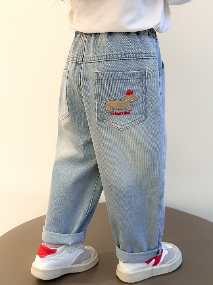 Girls' Jeans Spring and Autumn 2025 New Style Loose Straight Pants for Little Girls Children's Trousers Casual Pants for Baby Girls