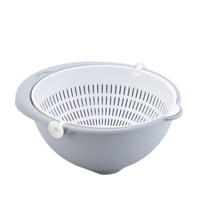 Round Double-Layer Plastic Drain Basket, Vegetable Washing Basin, Kitchen Vegetable Washing Basket, Fruit Basket, Drain Basin, Household Home