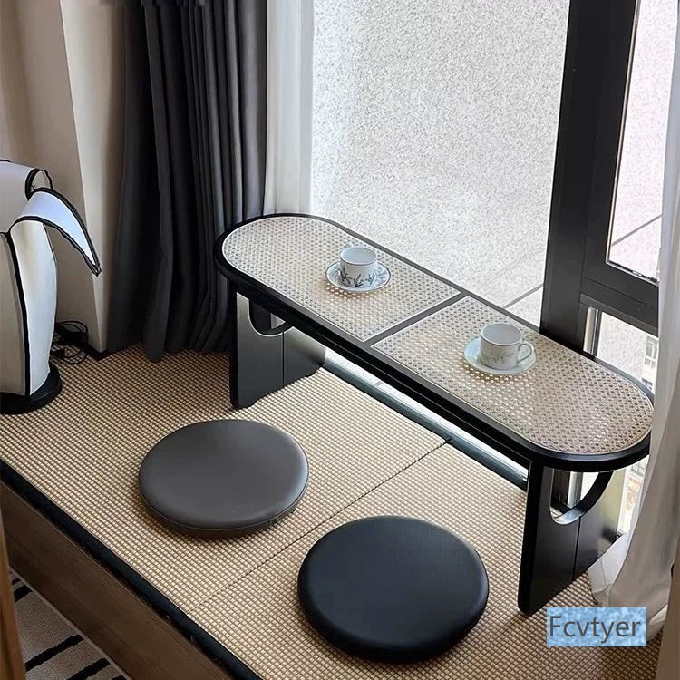 Minimalist Designer Long Bench for Home Dining, Luxury Rattan Stool, End-Of-Bed Bench, Solid Wood Shoe-Changing Bench, Vintage