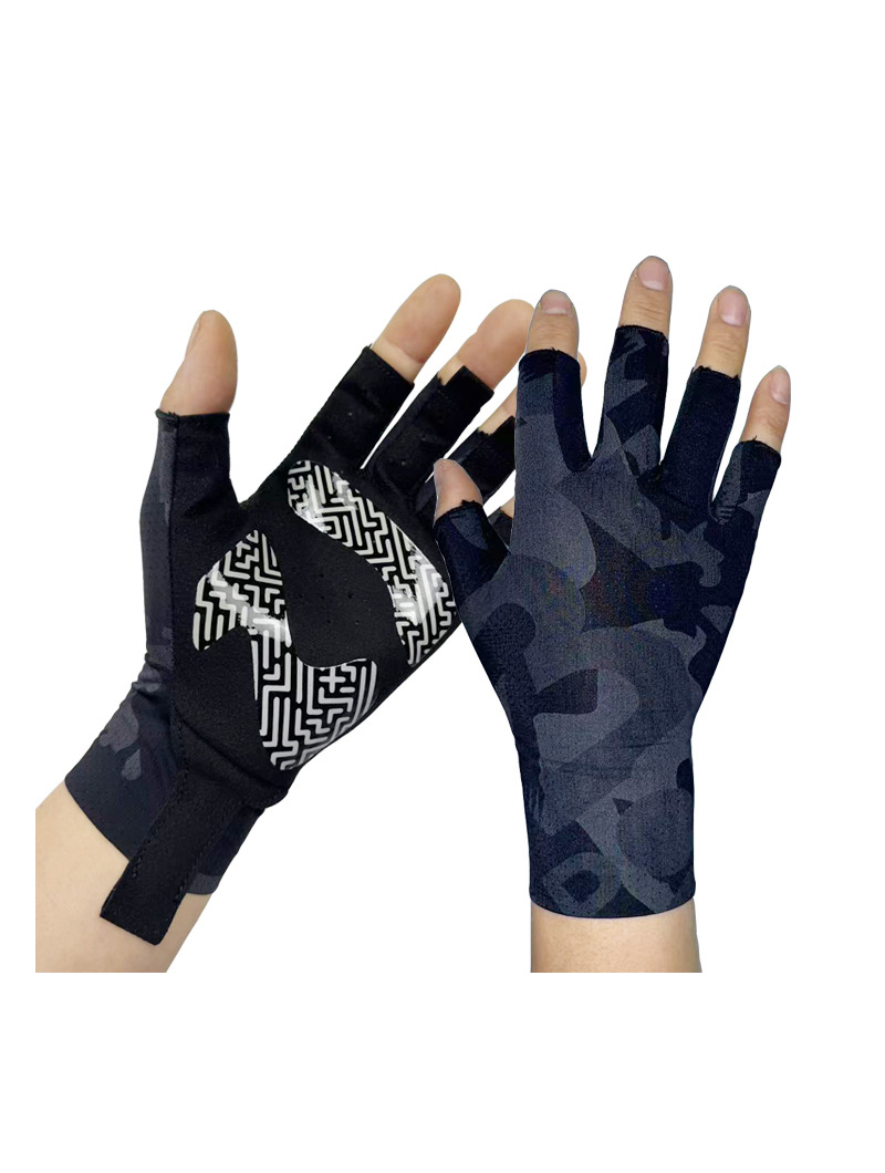 Sun Protection Anti-Slip Fishing Gloves Ice Silk Light and Breathable Fabric Yalu Sea Fishing Professional Outdoor Adult Fishing Gloves