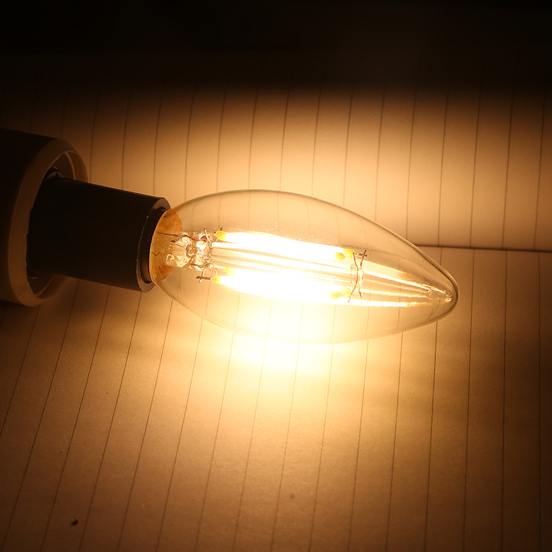 Led Light C35 Edison Bulb E14 Pointed Bulb Pull-Tail Filament Lamp Retro Lamp Candle Lamp Led Light Source Dimmable