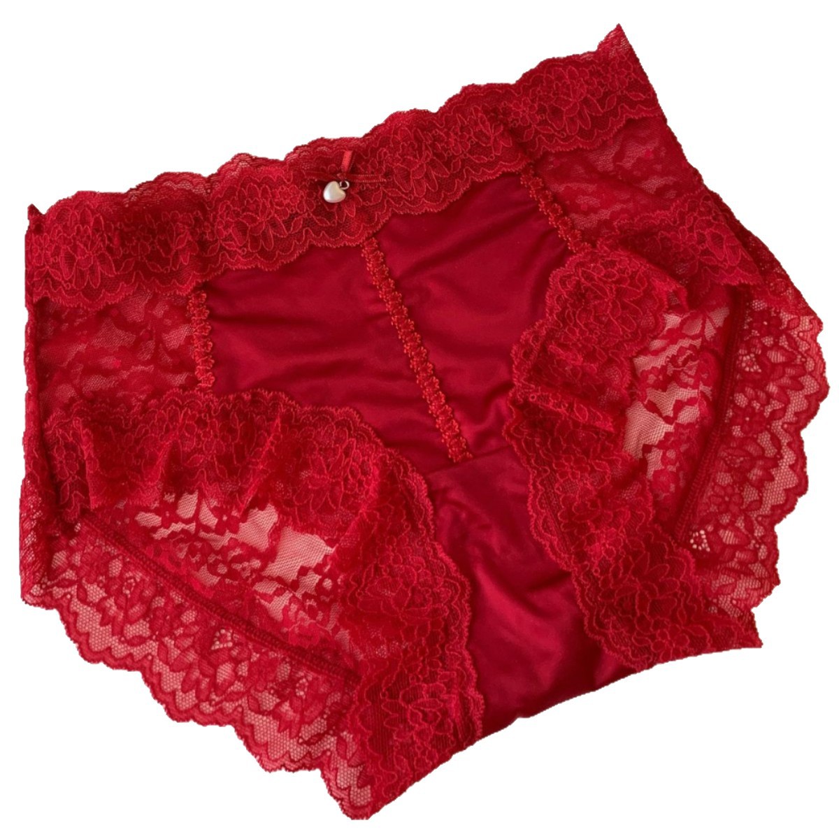 Lady's High-End Red Underwear Women's Pure Cotton Crotch 2025 New Sexy and Seductive Lace Wedding Girls Shorts