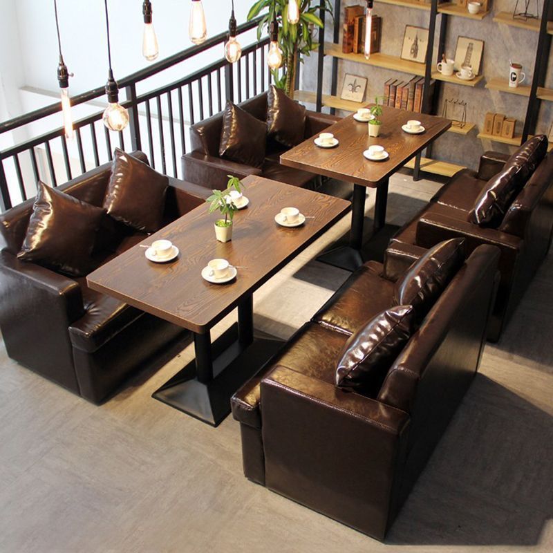 Cafe Sofa Retro Western Restaurant Bar Hot Pot Snack Fast Food Milk Tea Shop Booth Table and Chair Combination