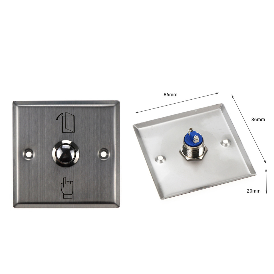 Access control button switch stainless steel panel automatic reset doorbell 86 access control door opening switch