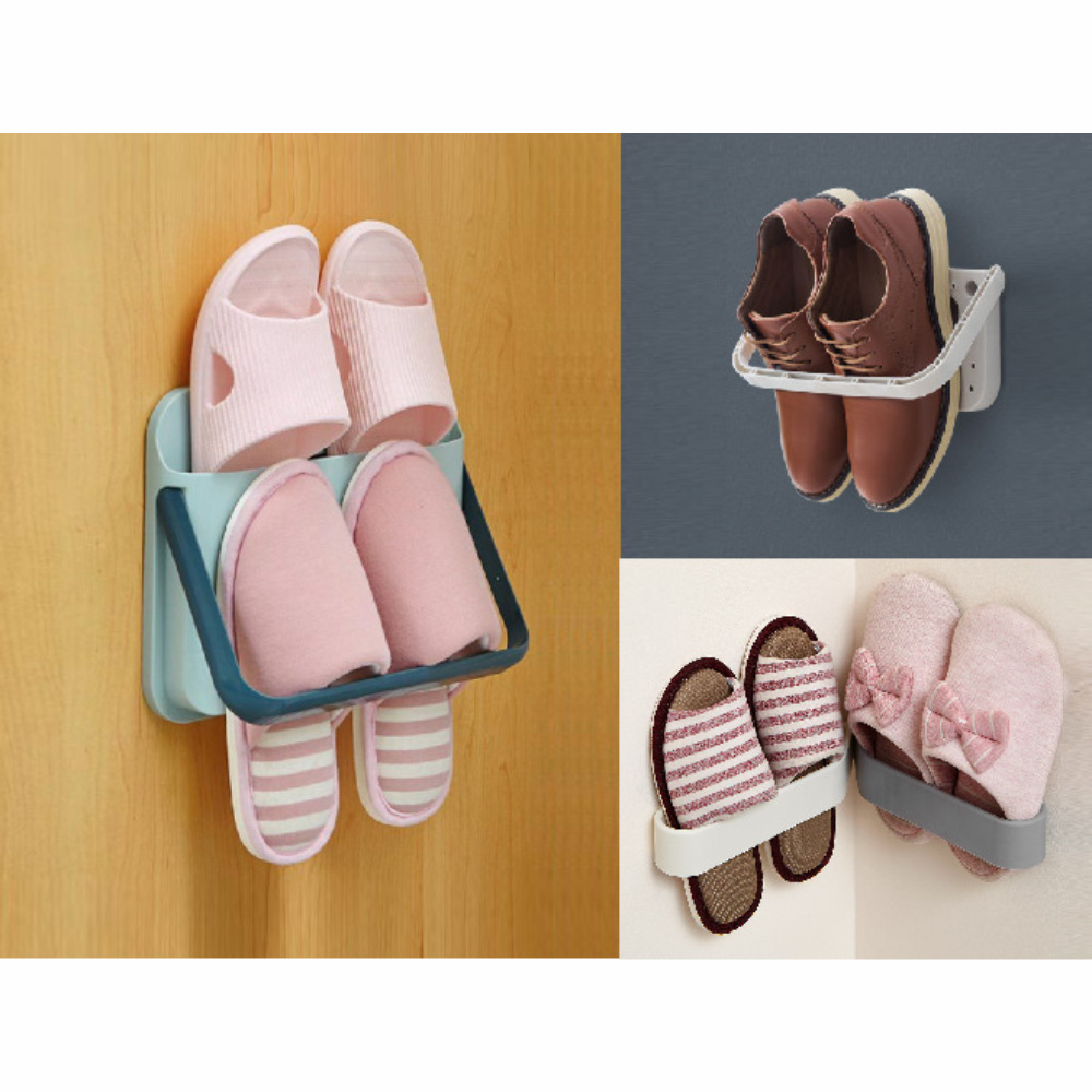Rojas Plastic Simple Shoe Rack Shoe Storage Rack Bathroom Punch-free Slacer Rack Home Dormitory Shoe Rack Wall Hanging