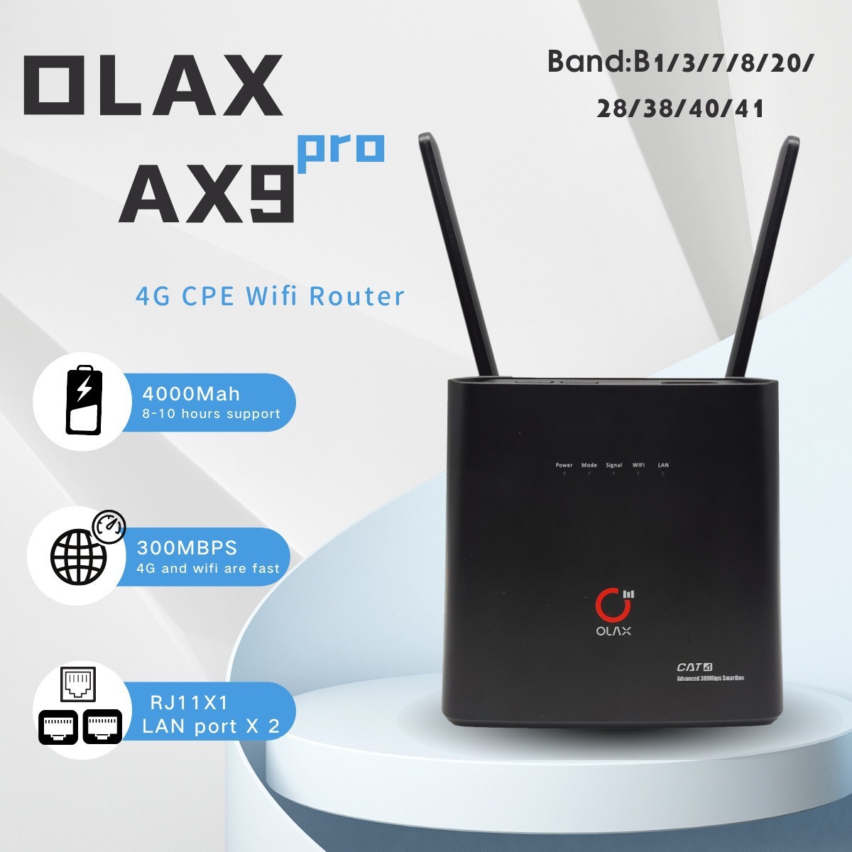 OLAX Ax9 PRO B Европейская частота 4000mah съемная антенна маршрутизатор SIM-карта WIFI 4G
