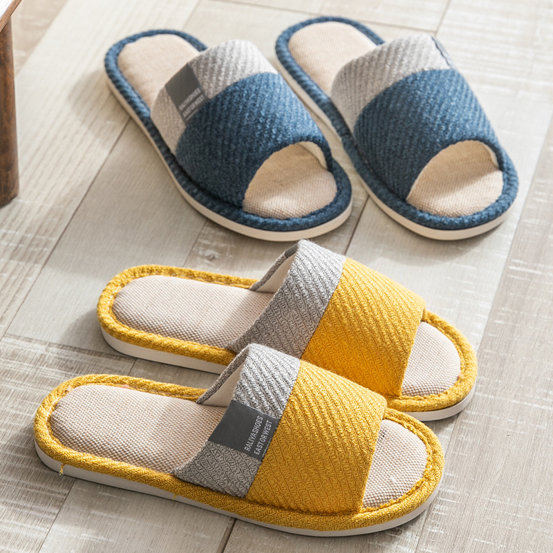 New Four Seasons home Japanese linen slippers indoor opening men and women couples wooden floor cotton linen factory wholesale