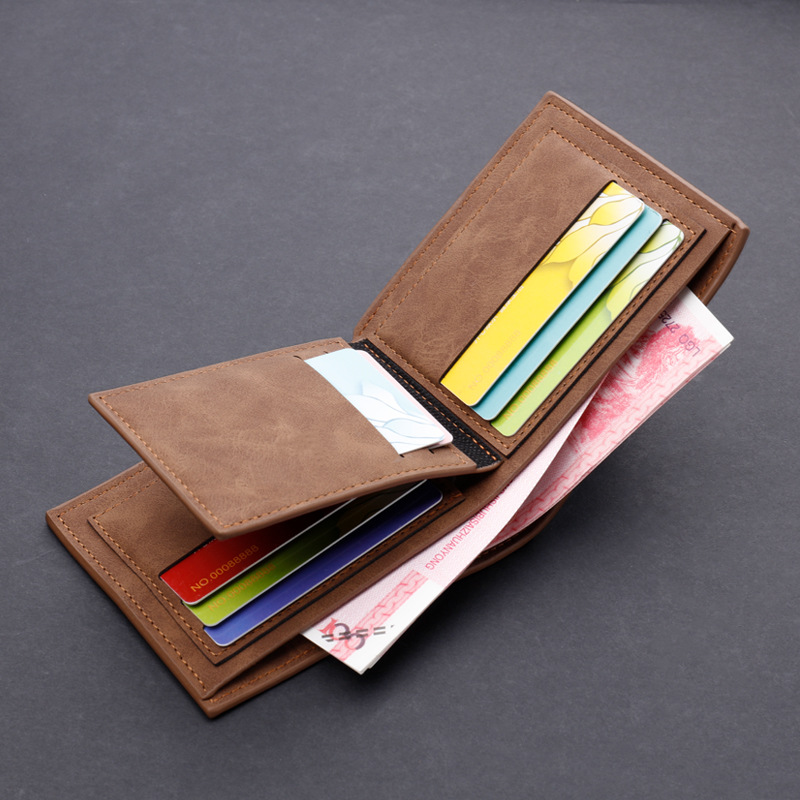 Men's Wallet Short Wallet Leather Wallet with Multiple Card Slots Can Hold Driver's License Retro One Piece Wholesale Dollar Bill Holder