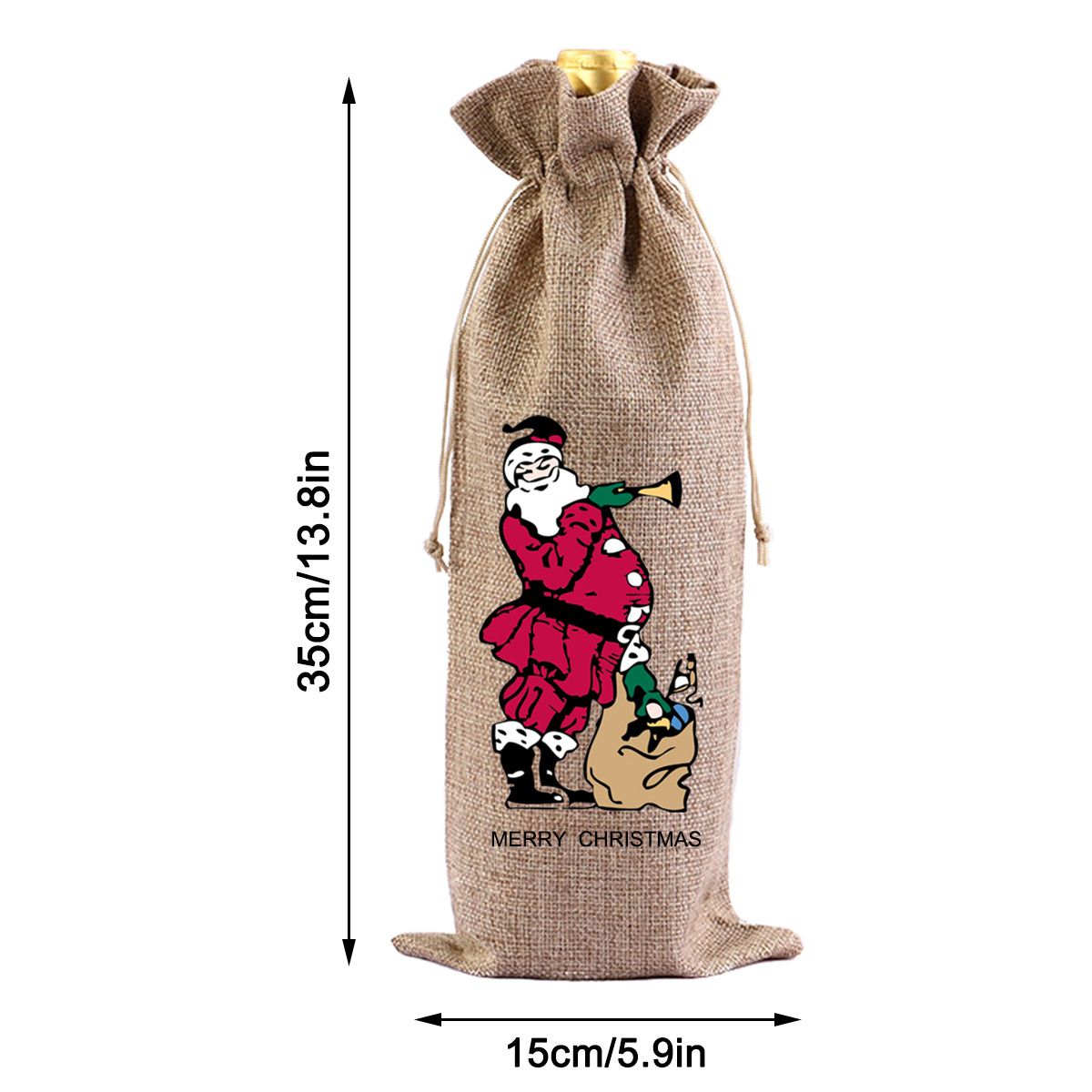 Customized Imitation Linen Drawstring Red Wine Bag to Celebrate Birthday, Retirement, Engagement, Christmas, Champagne Wine Single Packaging