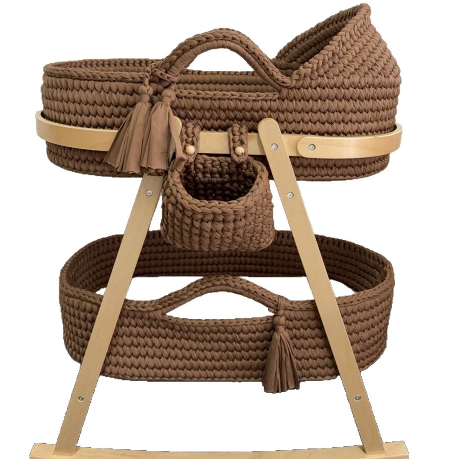 Cross-Border Hot-Selling New Woven Simple Baby Crib Cradle for Changing Diapers, Soft and Comfortable Diaper Sleeping Basket, Stable