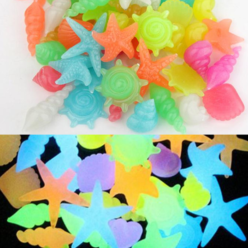 2-3cm luminous shell conch sea star color plastic artificial aquarium fluorescent landscape marine luminous stone
