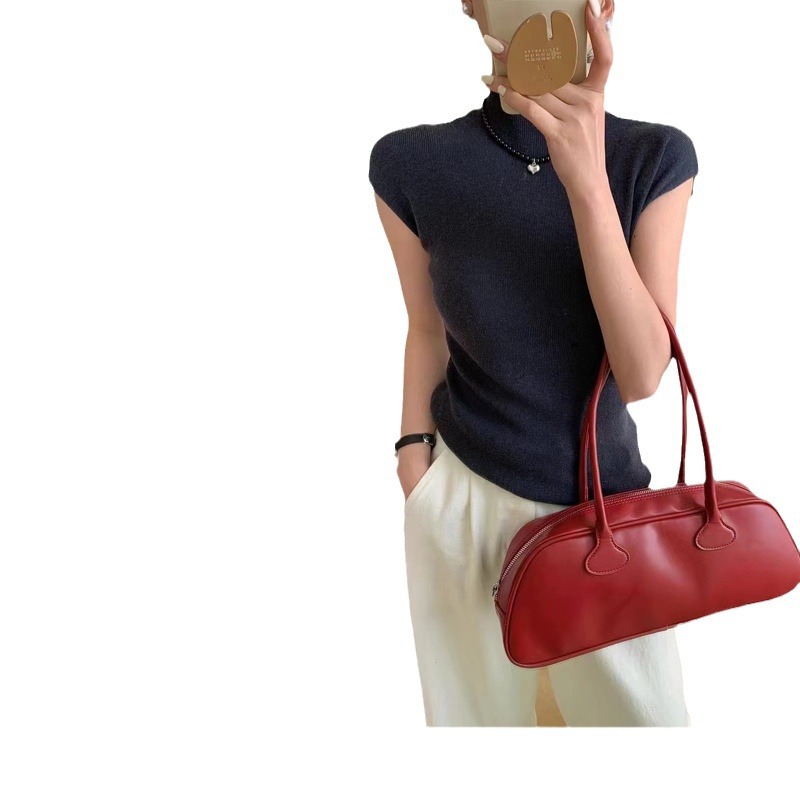 Solid Color Versatile Casual Women's Knitted T-Shirt Short Sleeves with Pictures and Samples, Small Batch Oem and Processing Customization