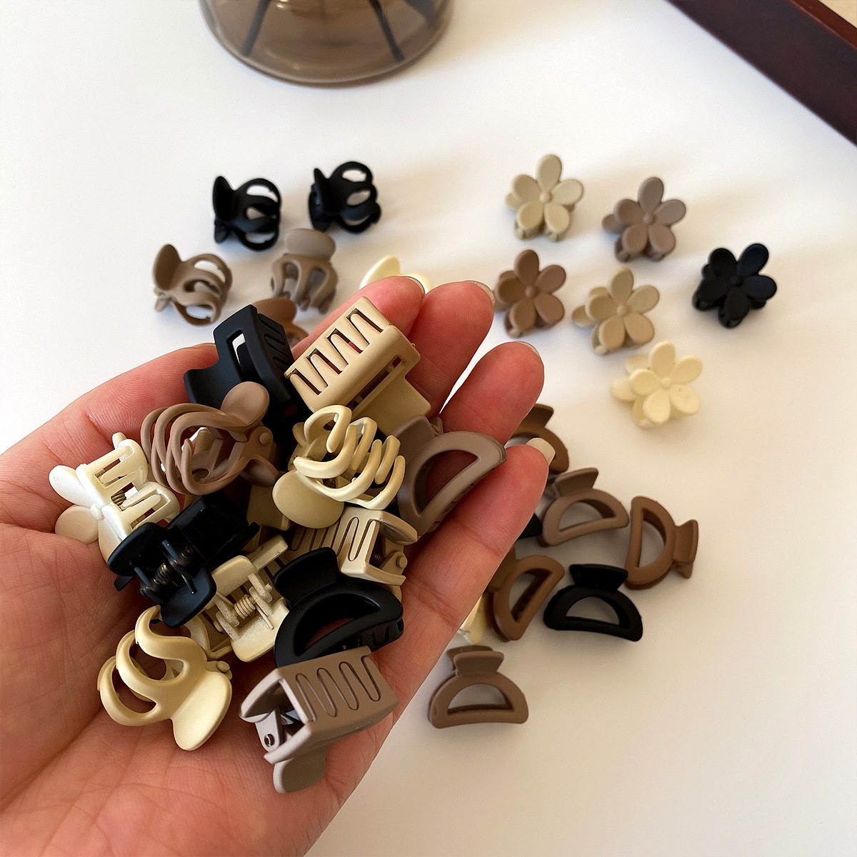 Cross-Border Popular Coffee Color Mini Hair Clip Set Princess Hair Clip Forehead Bangs Clip Broken Hair Clip Headwear