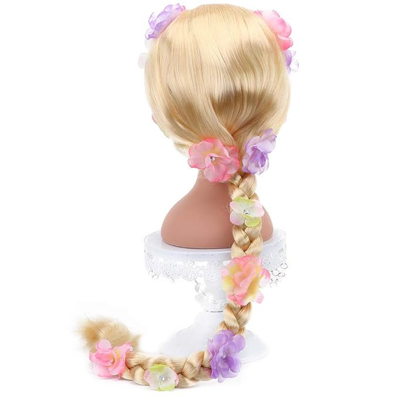 Blonde Rapunzel Wig Princess Girl Costume Cosplay Fairy Ball Woven Wig Wholesale