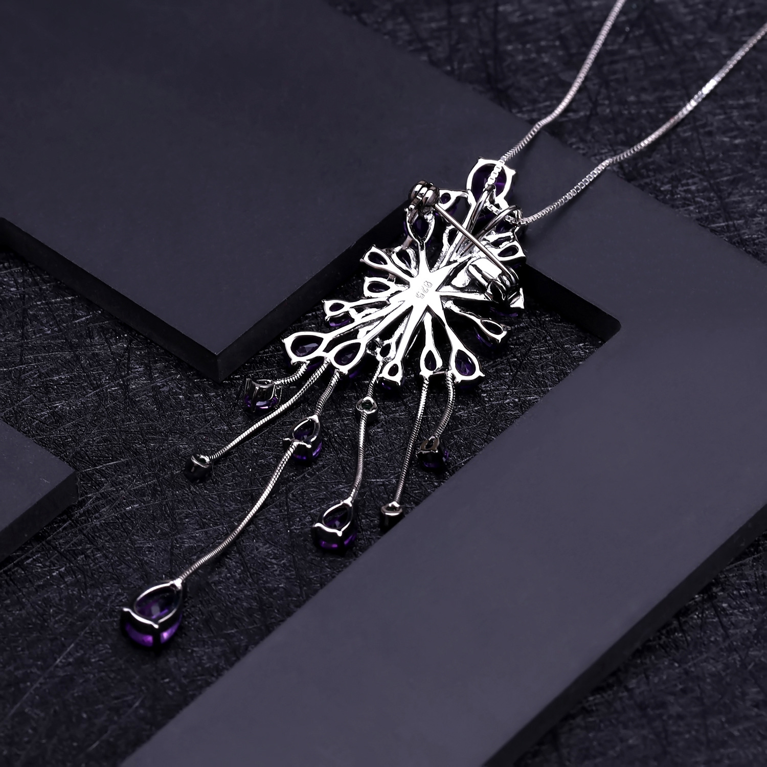 Designer Natural Amethyst Necklace Star Shining High-end Jewelry s925 Silver Brooch Pendant