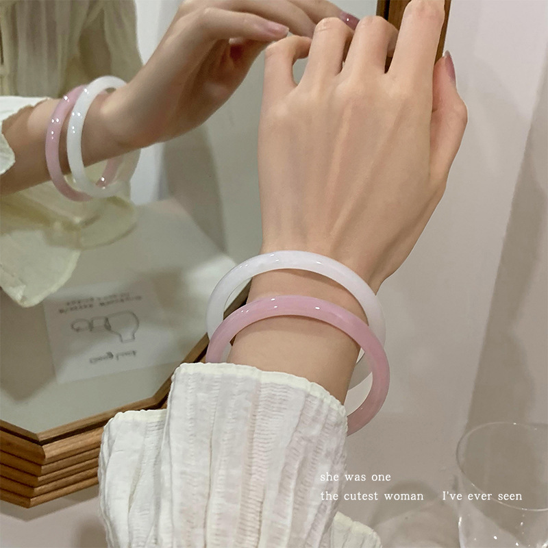 One-Step-At-A-Time Bracelet Imitation Glass Jade Bracelet Women's Jade Bracelet New Chinese Style National Style Hand Jewelry Niche Bracelet Bracelet