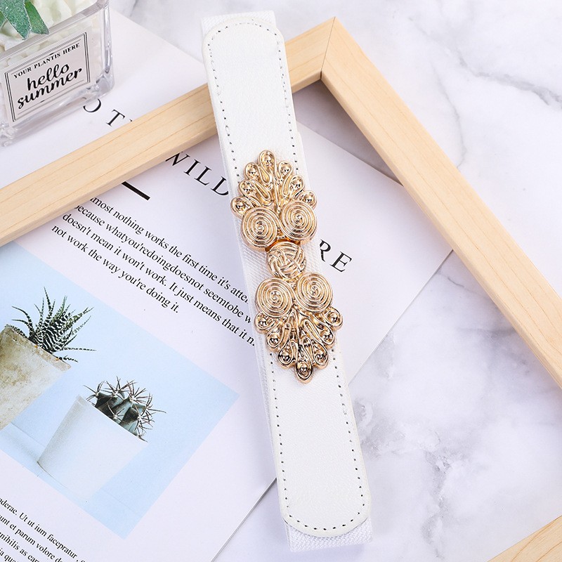 Spring and Autumn Factory Direct Sales Ethnic Style Ancient Style Women's Metal Plate Buckle Belt Thin Style