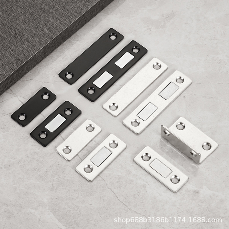 Cabinet Door Magnetic Strong Magnetic Stainless Steel Punch-Free Magnetic Invisible 90-Degree Cabinet Suction Drawer Clothes Sliding Door Ultra-Thin Door Suction